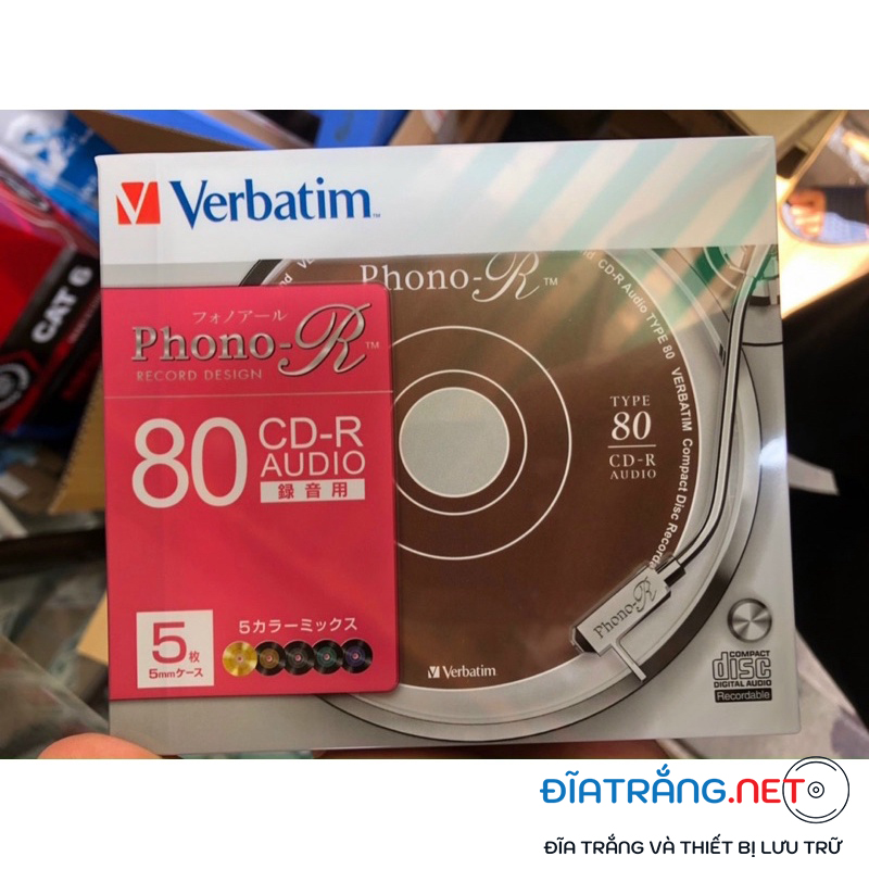 Đĩa trắng CD-R Verbatim Phono 700MB (Lốc 5 chiếc có vỏ) - Hàng chính hãng