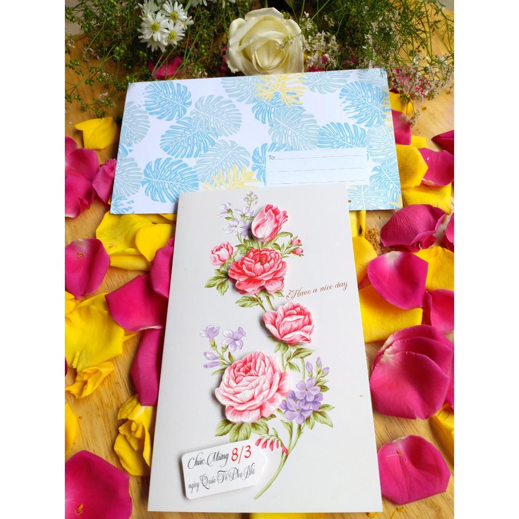 Thiệp chúc mừng Ngày Quốc Tế Phụ Nữ 8/3 Loại 3D TO ĐẸP KT: 13 x 22Cm