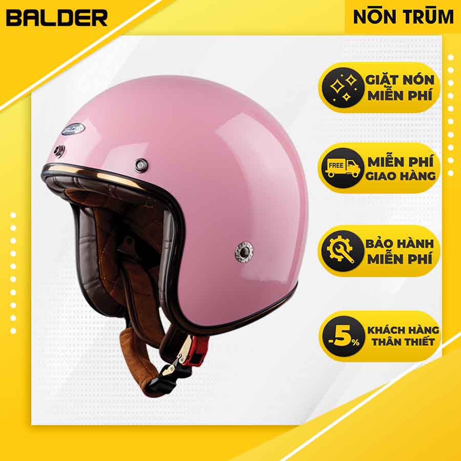 Nón bảo hiểm 3/4 BALDER màu HỒNG PHÂN BÓNG