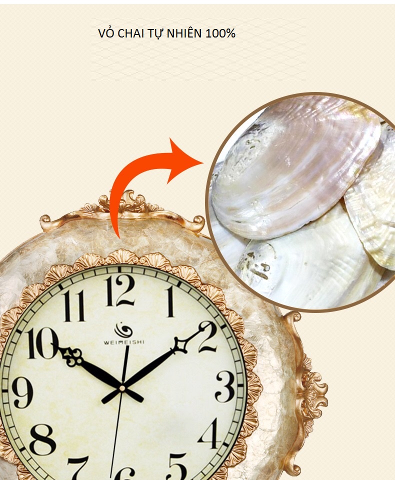 Đồng hồ treo tường khảm trai nhập khẩu chính hãng weimeishi