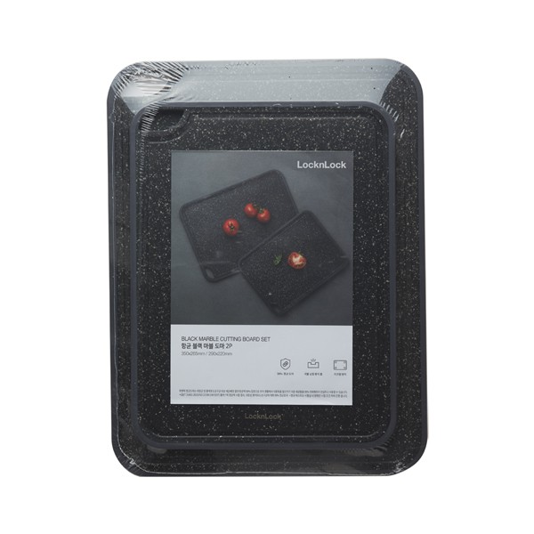 Combo 2 Thớt Nhựa Kháng Khuẩn Lock&Lock Black Marble Kích Thước 35*26cm Và 29*22cm CKD009S2