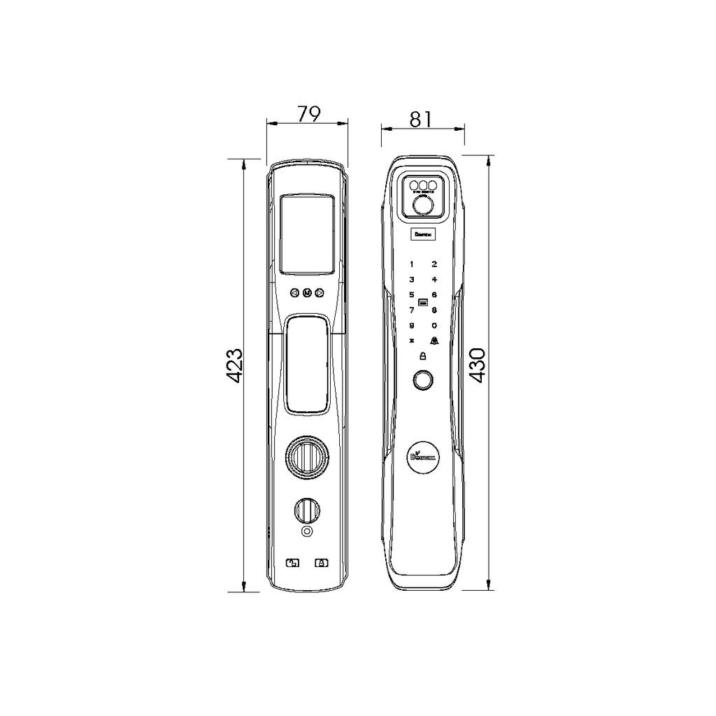 Khóa thông minh nhận diện khuôn mặt Face ID 3D , vân tay, thẻ từ, mật khẩu công nghệ Đức Demax SL918 PB