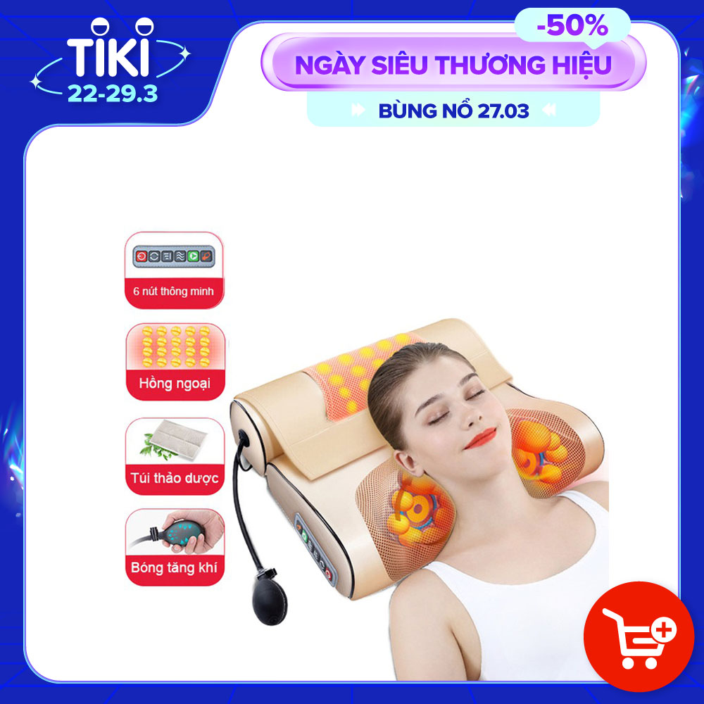 Gối Massage Toàn Thân Vai, Gáy, Cổ, Lưng Đa Năng Bằng Hồng Ngoại Giúp Giảm Đau, Ngủ Sấu Giấc Tại Nhà