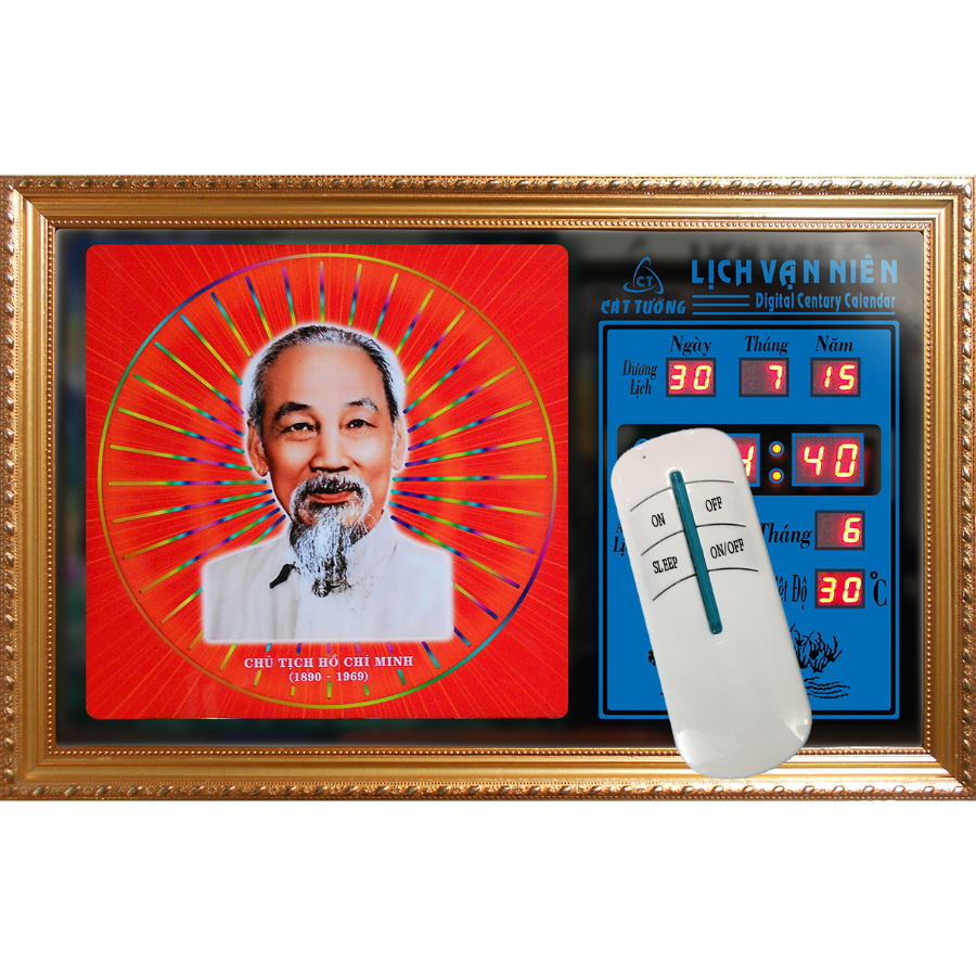Đồng hồ lịch vạn niên Cát Tường 55618_KT 55x35x7cm_Có 2 Loại (Không Remote Đèn Và Có Remote Đèn)