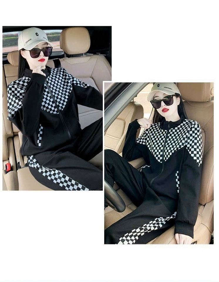 SET BỘ THỂ THAO NỮ PHỐI CARO CAO CẤP ( hàng thiết kế)