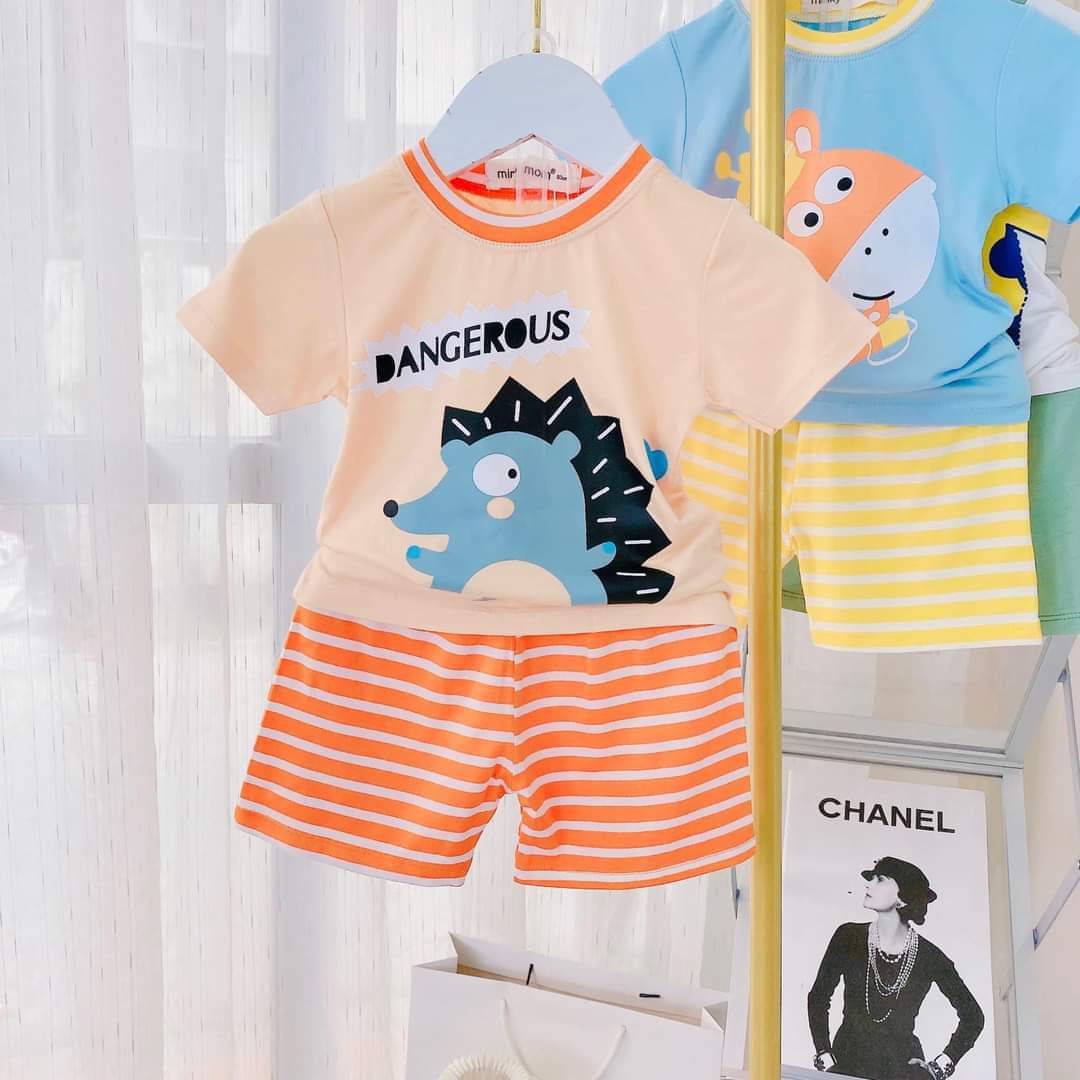 Bộ cộc tay thun lạnh Minky Mom vải mịn mát co giãn thấm hút mồ hôi cho bé từ 4-15kg – BCT22