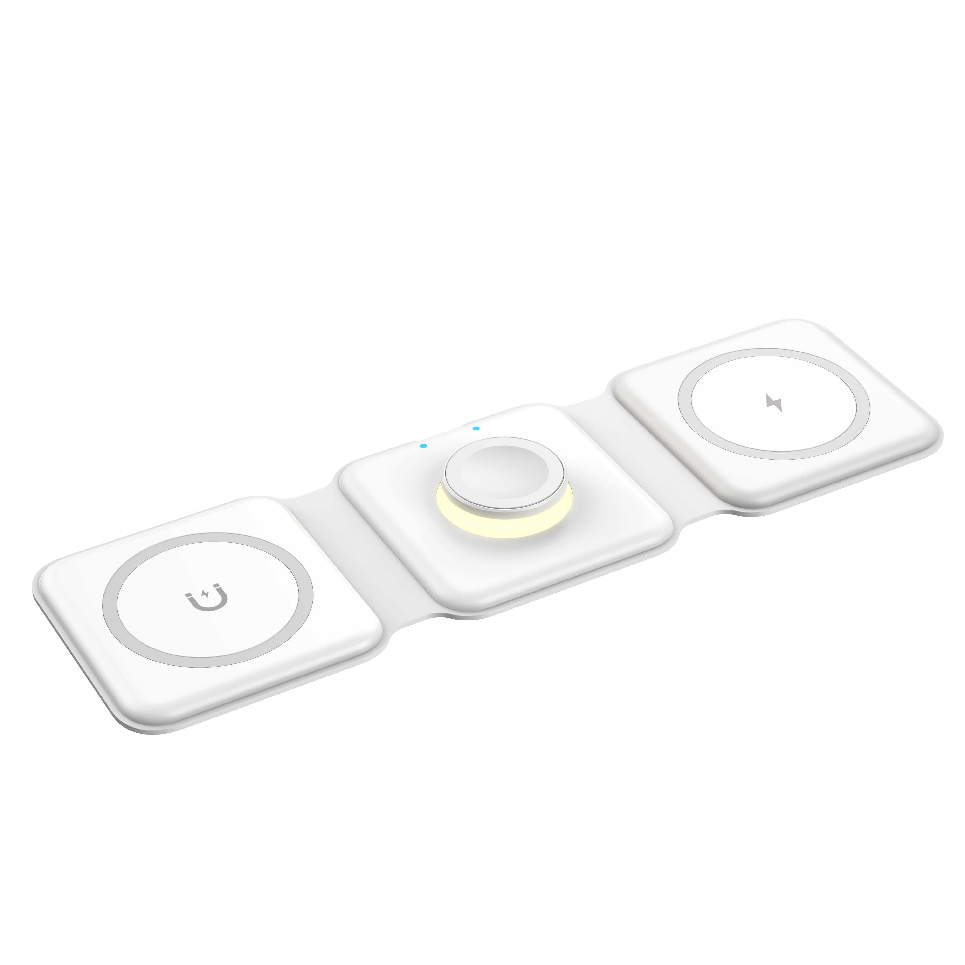 3-in-1 Folding Magnetic Wireless Charger Touch-control Night Light 15w Fast Charging Station For Phone Watch Headphones