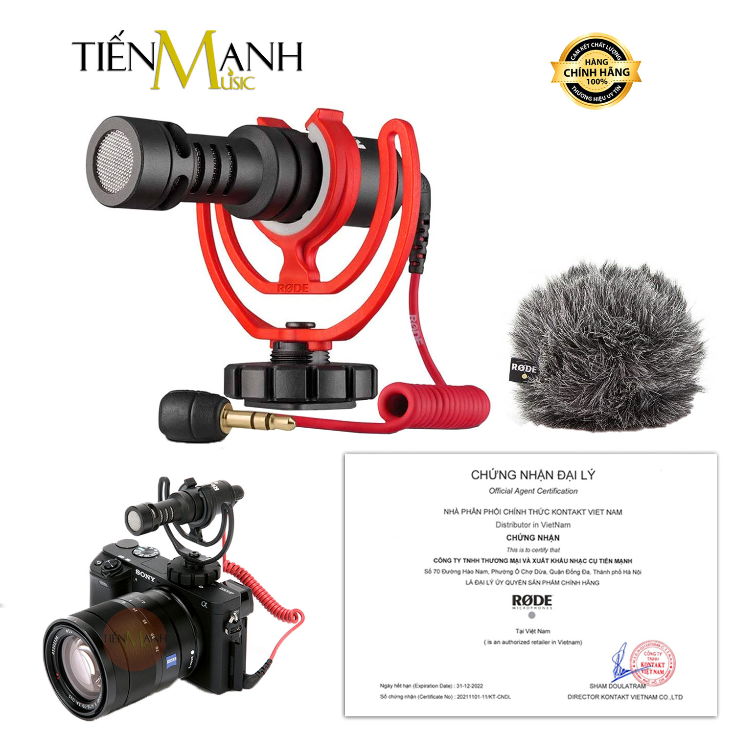 Micro Rode VideoMicro Dùng Cho Máy Ảnh, Máy Quay Phim Mic Thu Âm Video Micro On Camera Microphone Hàng Chính Hãng