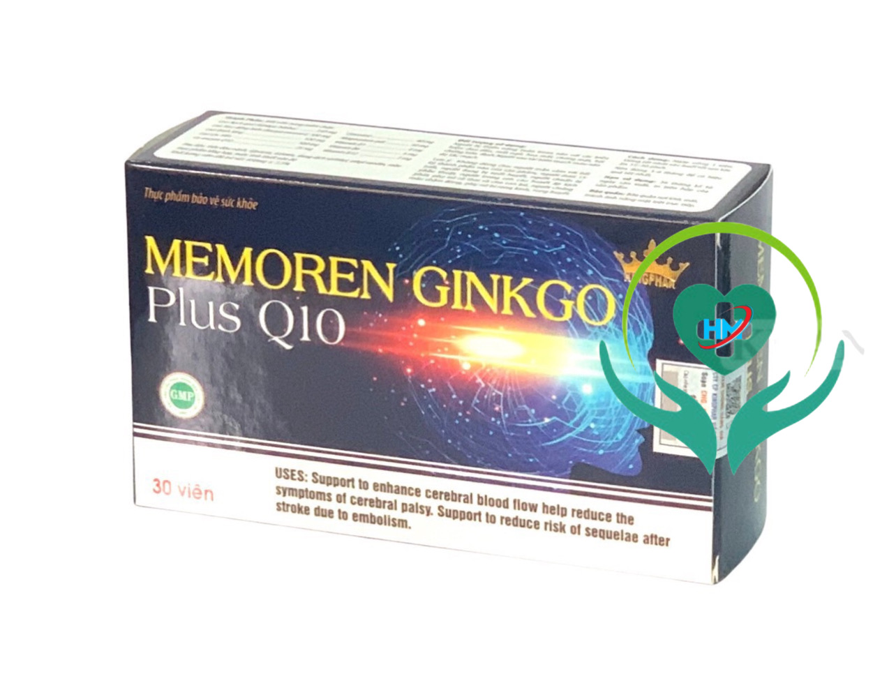Viên uống Memoren Ginkgo plus Q10, hộp 30v, tăng cường tuần hoàn bão, giảm đau đầu do tắc nghẽn mạch máu