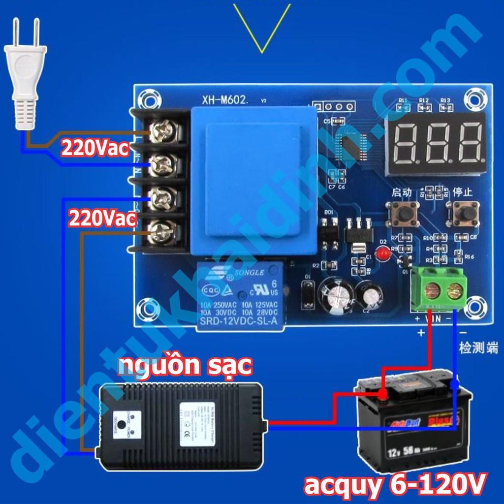 MODULE SẠC BÌNH ACQUY TỪ 6-120V, CÓ HIỂN THỊ ÁP, dùng Relay XH-M602 kde4908