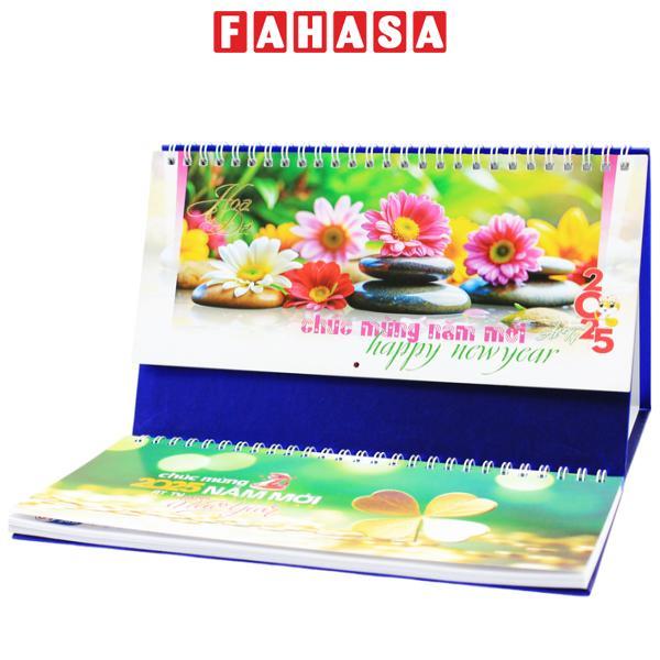 Lịch Bàn 2025 - 2 Lò Xo - Hoa Và Đá - NST84B