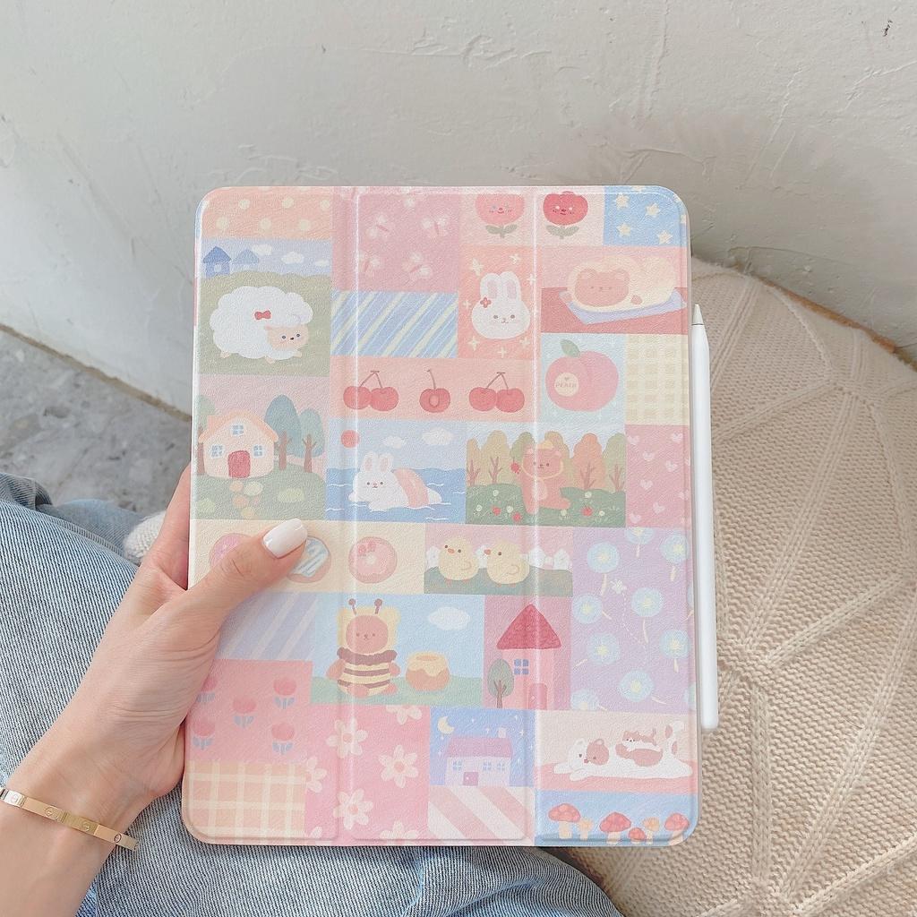 Bao da dành cho cover iPad hoạ tiết cute, phối màu pastel, in 3D hoạ tiết. Cover dành cho iPad Gen 5 6 7 8, Mini, Air 4 3, Pro