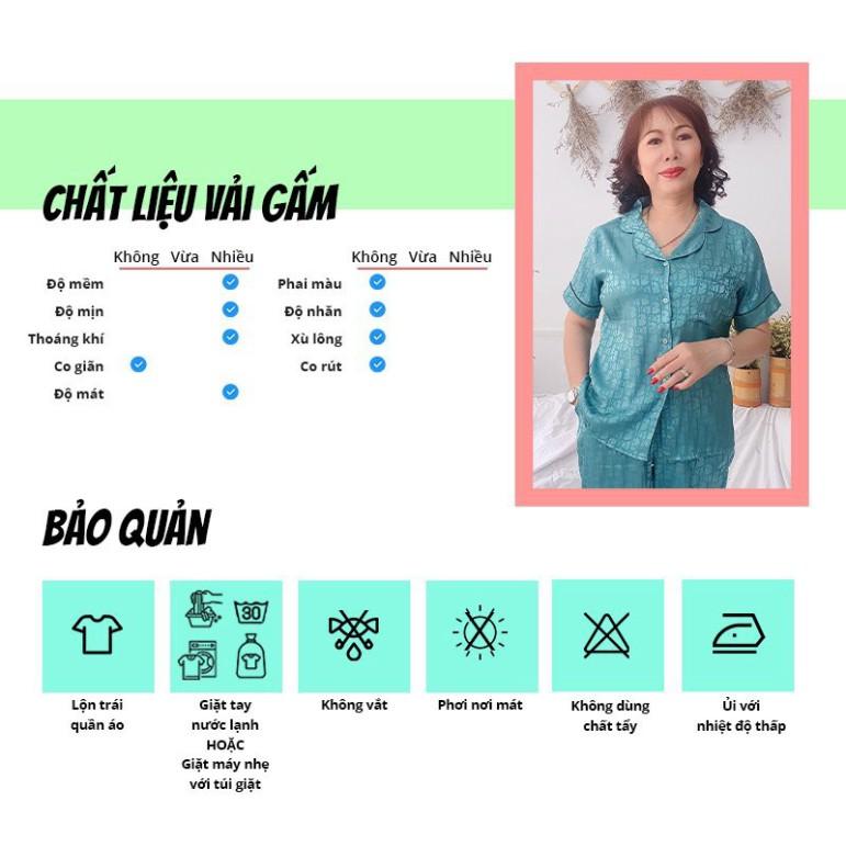 Đồ bộ ngủ trung niên SBORG Pijama Bộ lụa vải gấm mặc nhà tay ngắn quần dài sang trọng có túi quà tặng mẹ có Bi