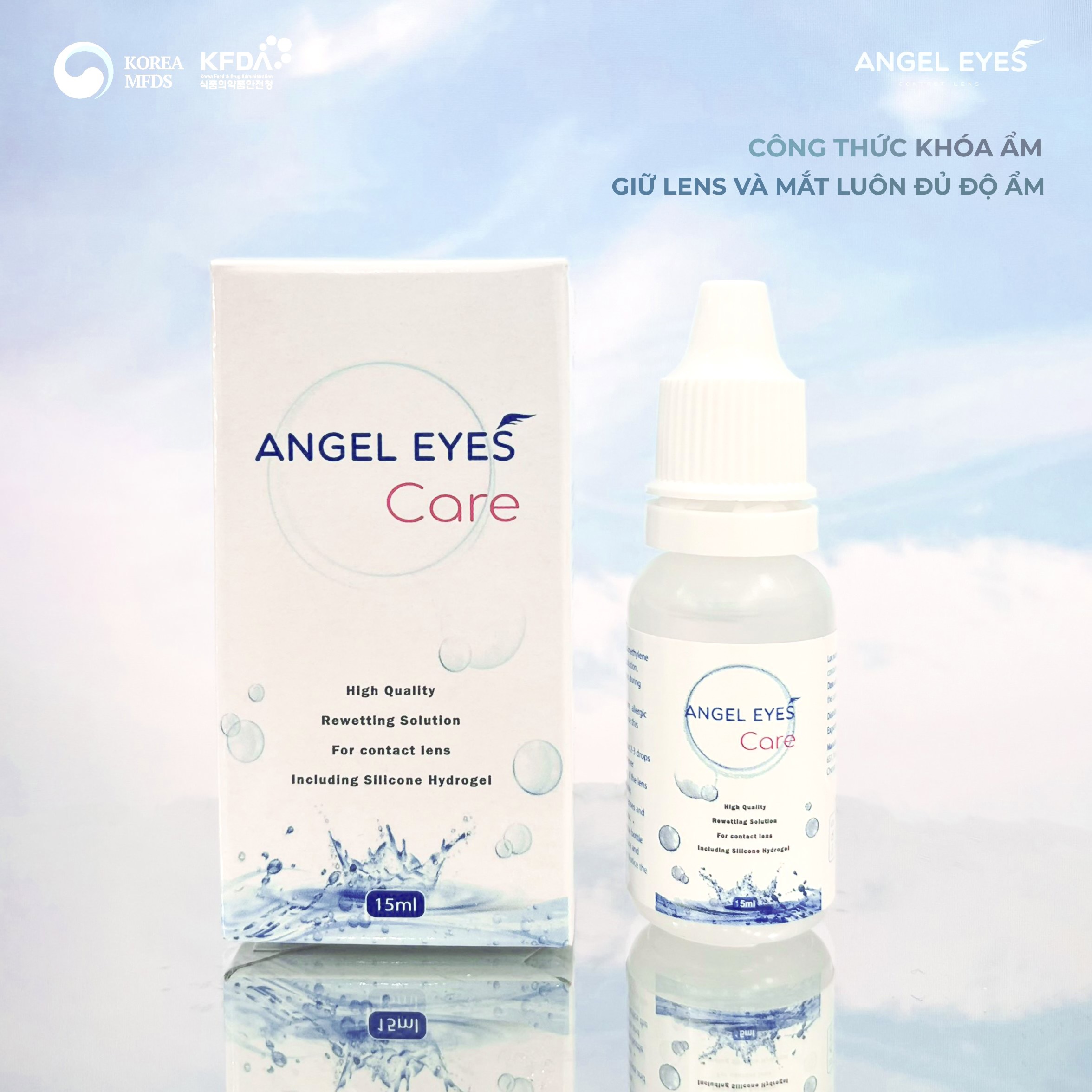 COMBO Nước Ngâm Lens 360ml + Nhỏ Mắt Lens 15ml Angel Eyes Care