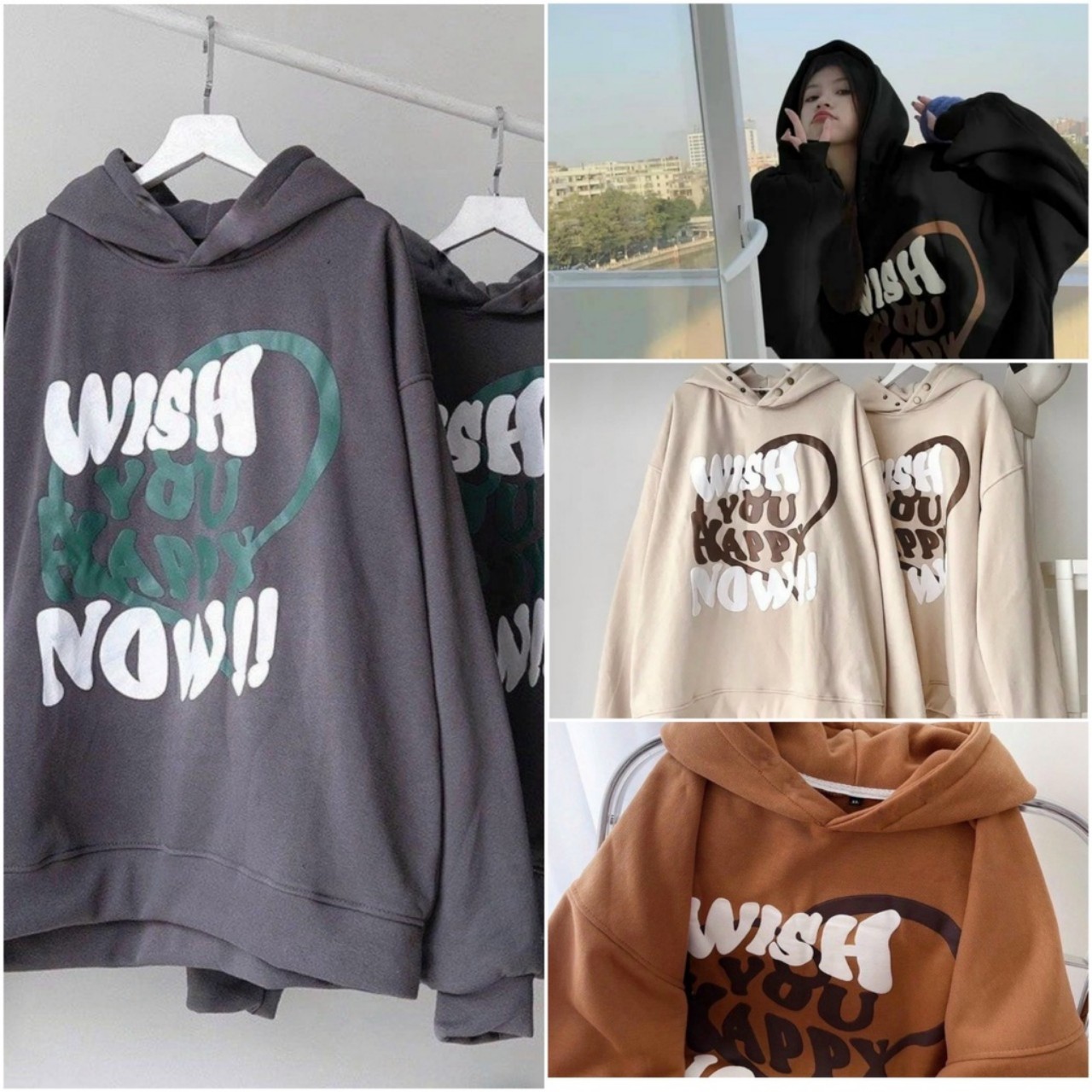 Áo Hoodie WISH YOU Unisex Kiểu Hàn Quốc Đẹp - FREESHIP ĐẸP -Khoác Nỉ Ngoại Chống Nắng Nam Nữ Có Nón Mũ 2 Lớp