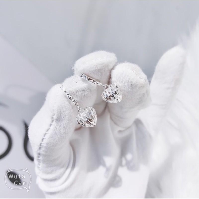 Bông tai tròn nữ mặt tim xinh xắn chất liệu bạc ta giá xưởng ms19