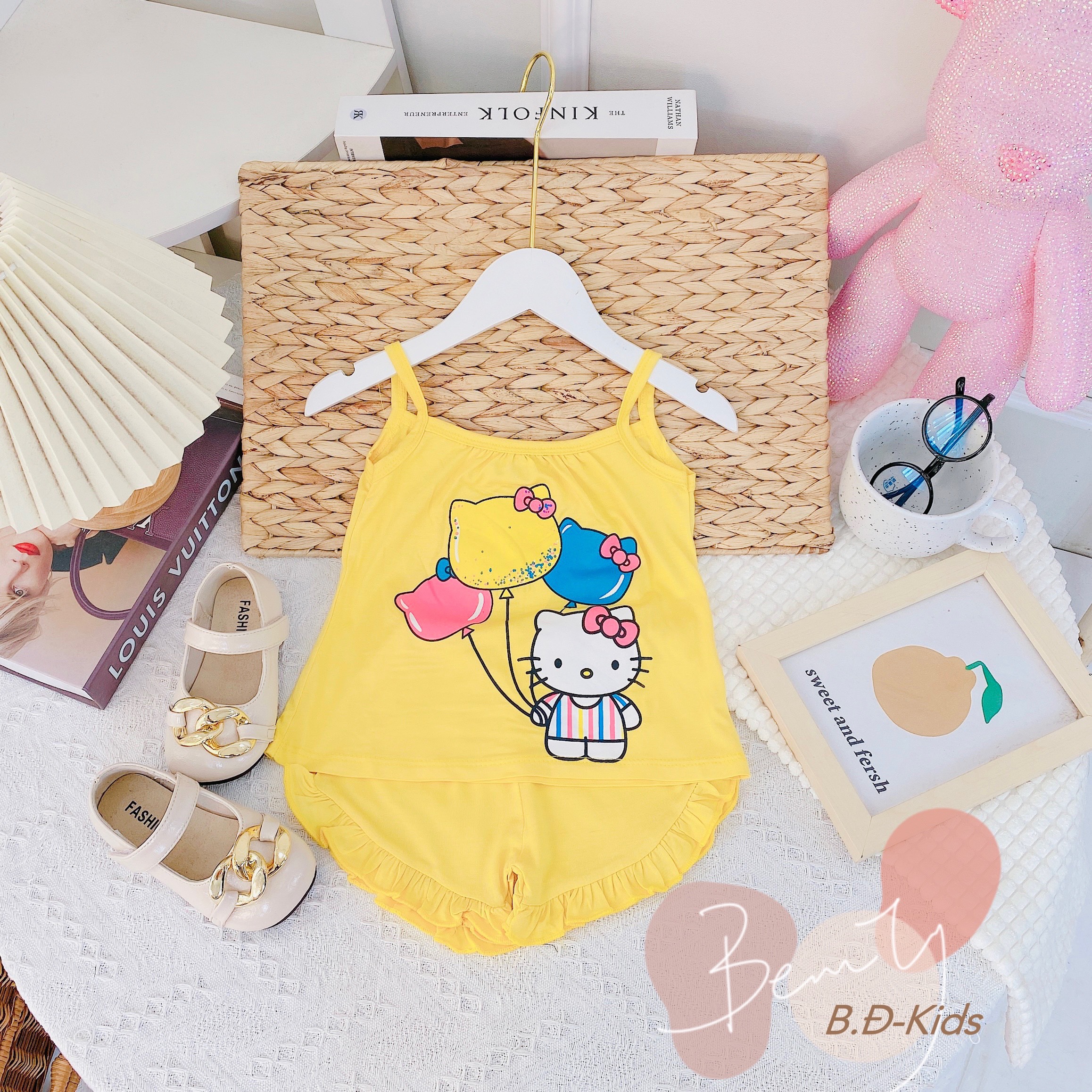 Bộ 2 Dây Bé Gái- Bộ Dây Bé Gái Thun Lạnh Minky Mom In Hình Siêu Xinh Cho Bé