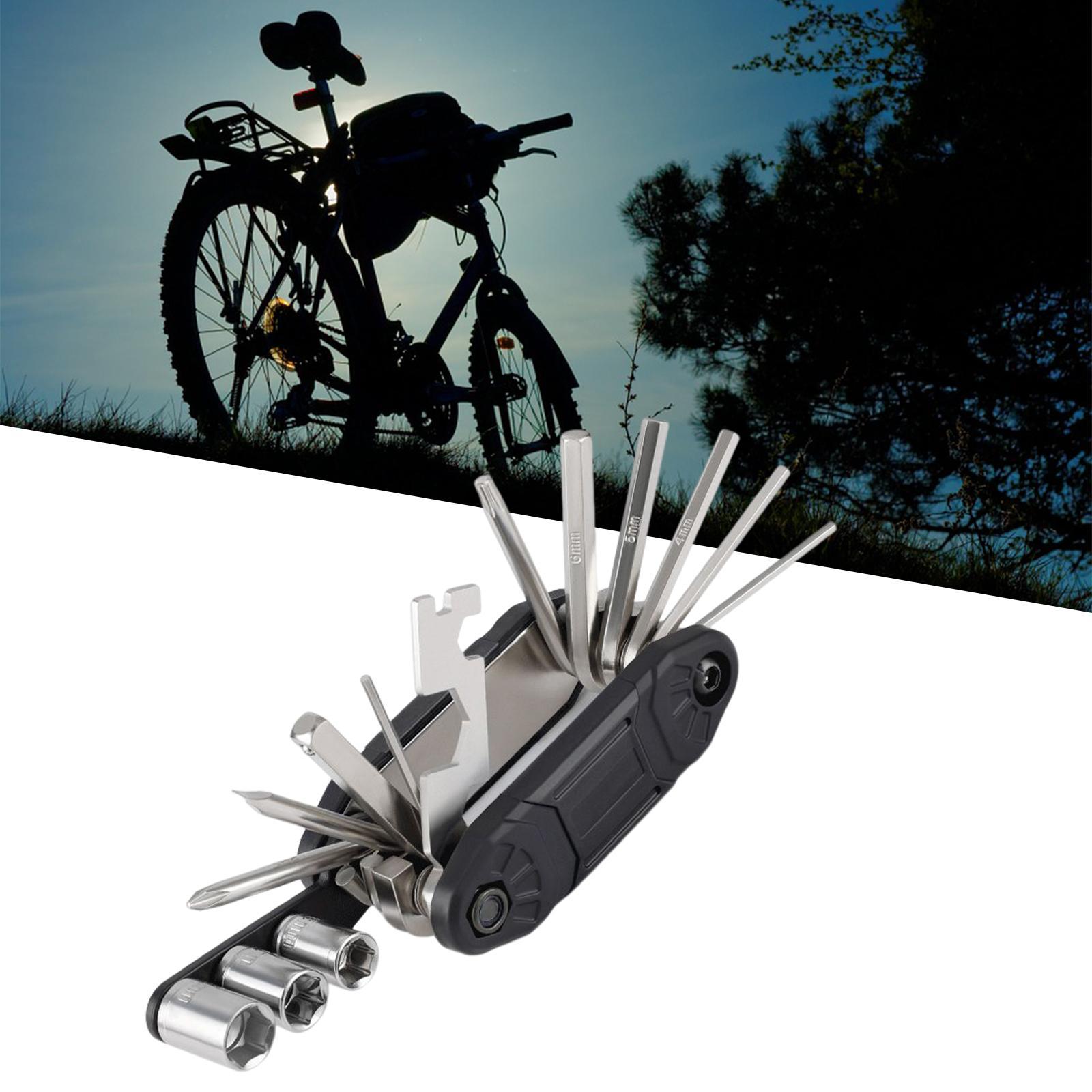 16 in 1 Bike Tire Repair Wrench Tool Multifunctional for Travel Repairing