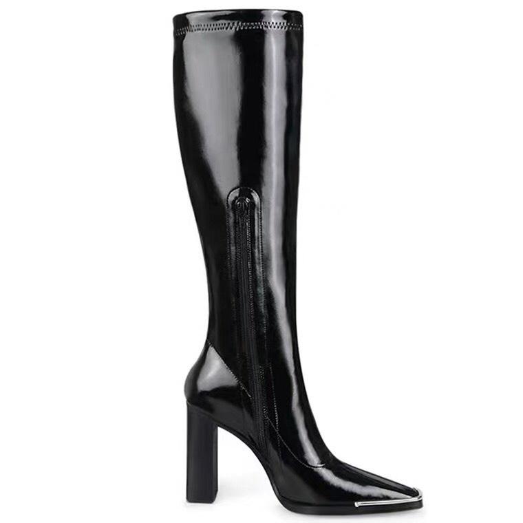 SẴN Giày Bốt Đùi Da Bóng Cao Cấp co giãn sang chảnh cao 9 cm quảng châu loại 1 Ảnh thật