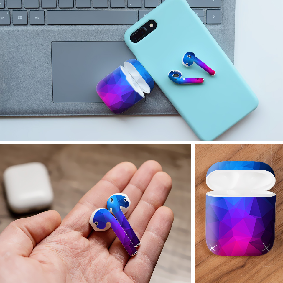 Miếng dán skin chống bẩn cho tai nghe AirPods in hình Vân kim cương - BG0025 (bản không dây 1 và 2)