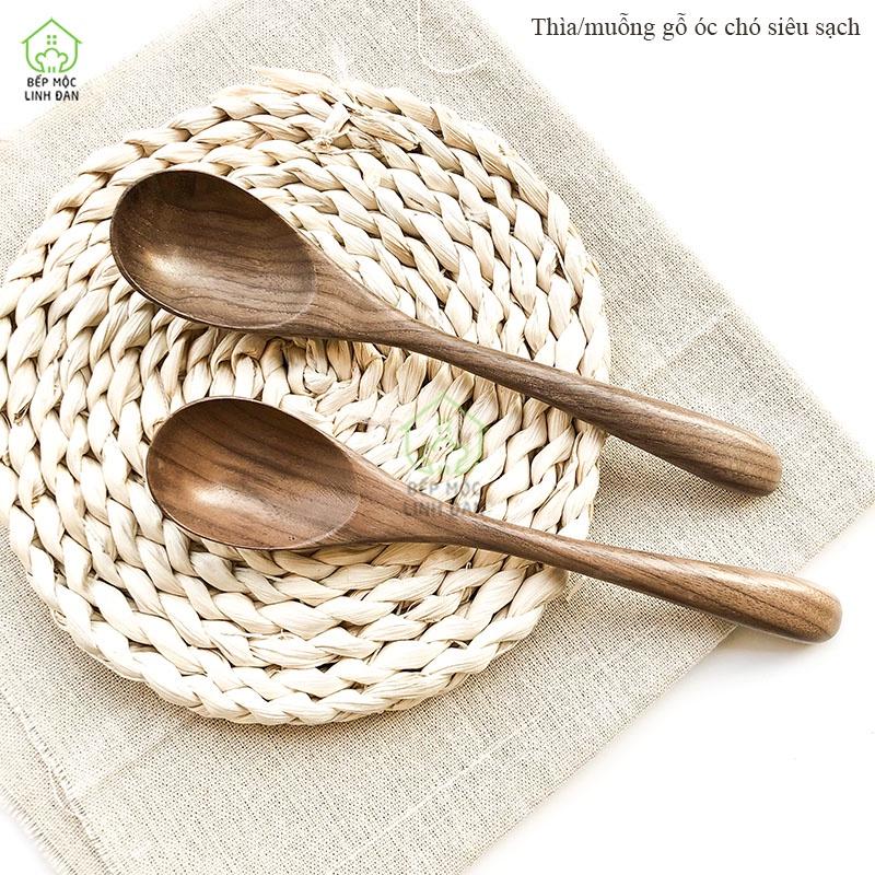 Thìa/muỗng gỗ óc chó siêu sạch, kiểu dáng đẹp (CTL525) Size 20cm_Xúc đồ khô, decor