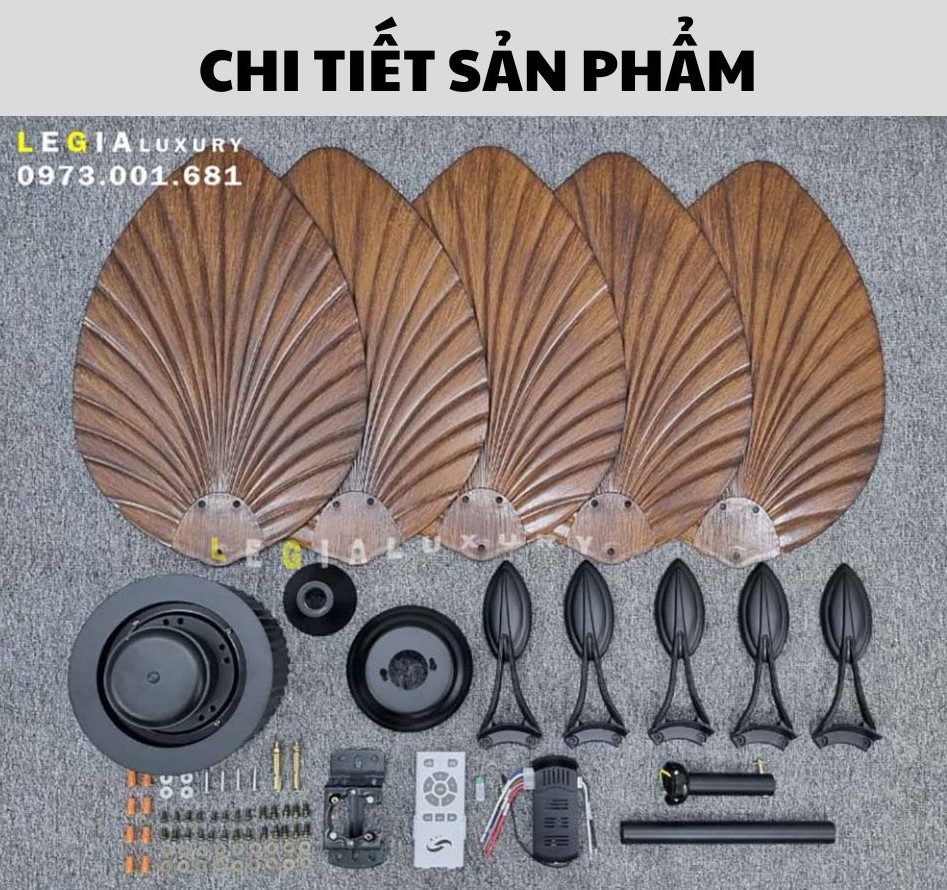 Quạt trần INDOCHINE|phong cách Phương Đông|quạt trần Lê Gia LGFAN692 -phù hợp nhà hàng khách sạn | Quạt trần lá cọ trang trí {Hàng Chính Hãng
