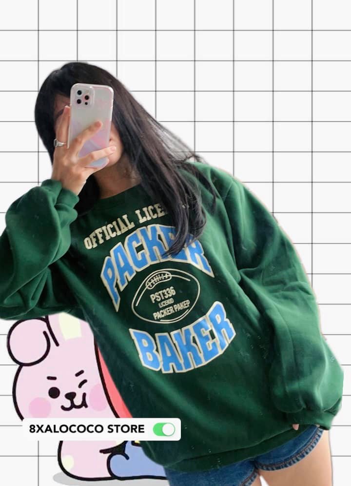 ÁO SWEATER FORM RỘNG MÀU XANH RÊU PACKER BAKER