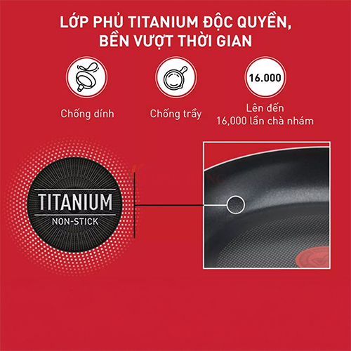 Chảo chiên chống dính đáy từ Tefal Day By Day (24cm/28cm) - Hàng chính hãng