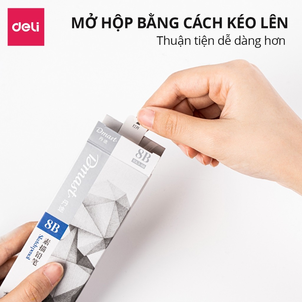 Bút Chì Phác Thảo Deli Phiên Bản Cao Cấp Dmast 2H, HB, 2B, 4B, 6B, 8B,10B,12B Vẽ Chuyên Nghiệp Chì Mềm Độ Đậm Chuẩn