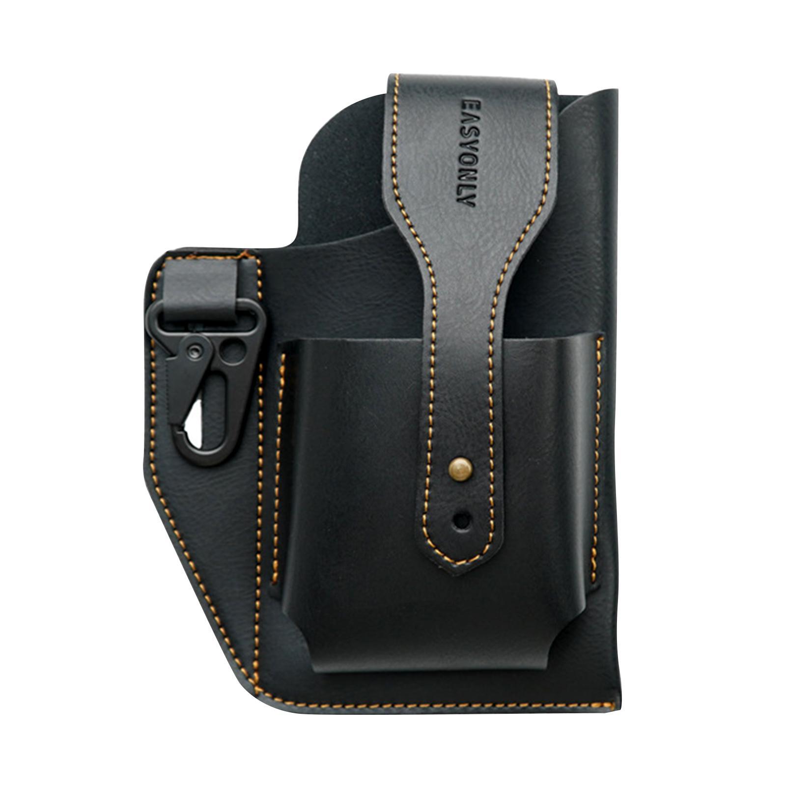 Vintage Men Waist Multifunction PU Leather Phone Case Waist Cover , Black