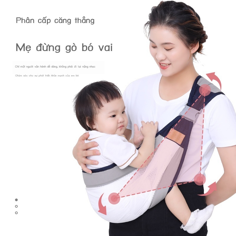 Địu Em Bé Sơ Sinh,Đai Cho Trẻ Em Cao Cấp - Đai Cho Trẻ Sơ Sinh 4 Vị Trí, Lưới thoáng khí - Có Chống gù lưng 0-4 Tuổi