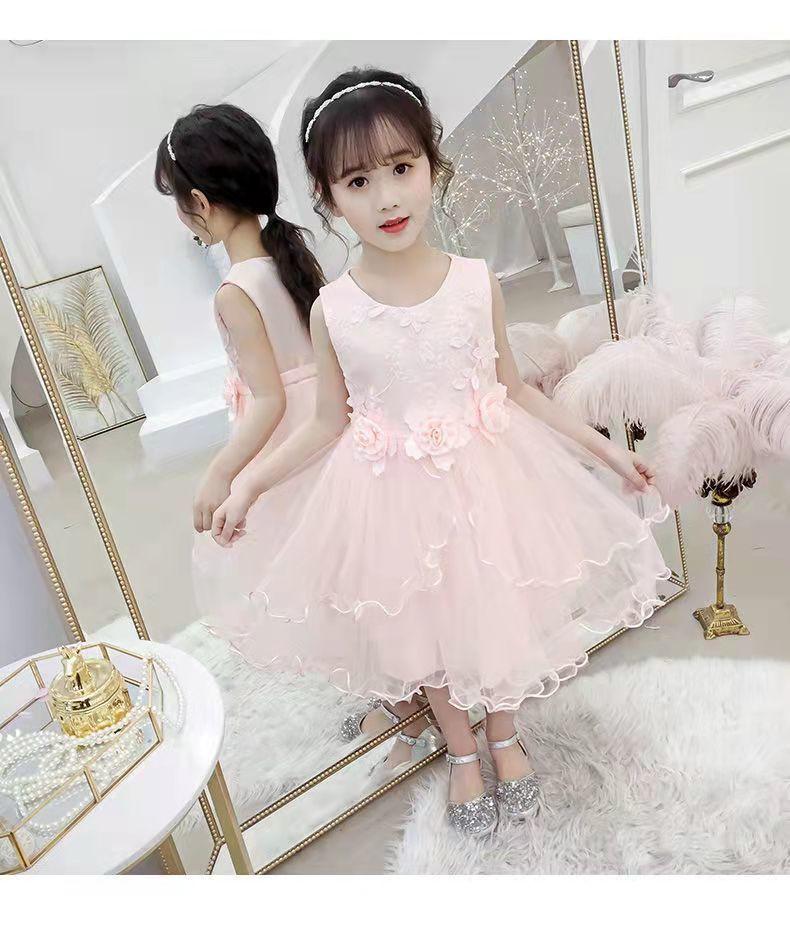 DONGSHOP Váy mùa hè cho bé gái 2023 Váy công chúa siêu xinh xắn Váy lụa phương Tây Váy trẻ em