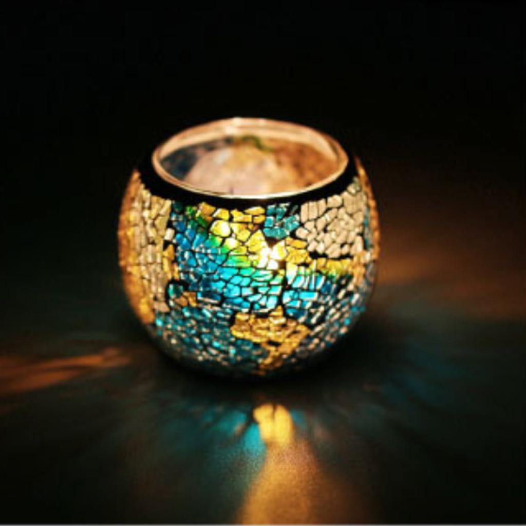 5Pcs Moroccan Mosaic Glass Votive Tea Light Holder Candelabra Candlestick Set A