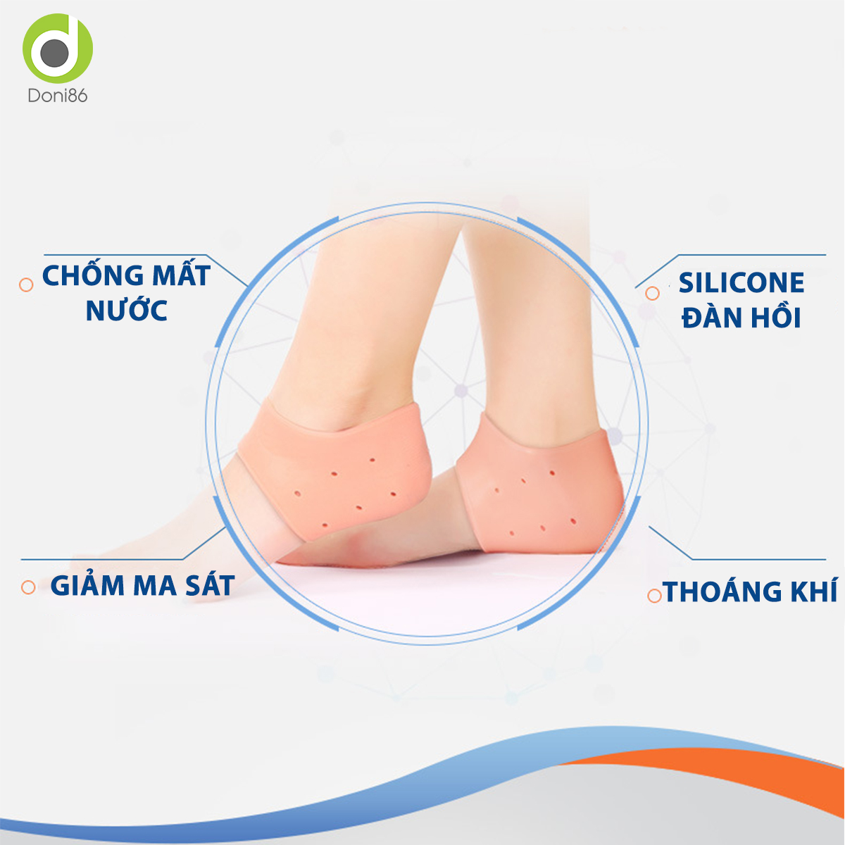 Vớ bọc gót chân silicone chống nứt nẻ chống bong tróc da, bảo vệ gót - Doni - DOPK68