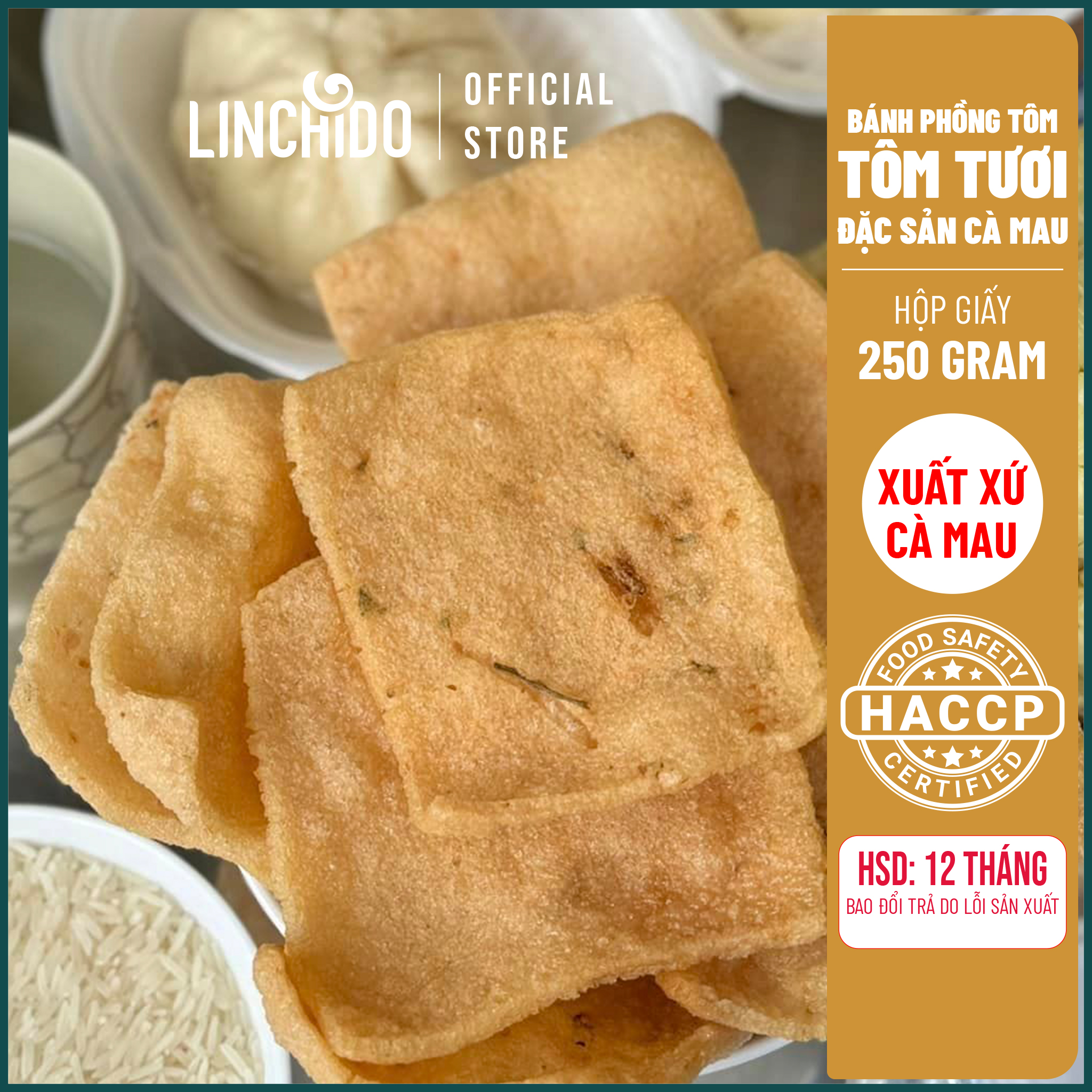 Bánh phồng Tôm Cà Mau - Tôm Tươi - NACAMA - Hộp 250 GRAM 