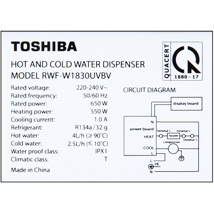 Cây Nước Nóng Lạnh Toshiba RWF-W1830UVBV - Hàng Chính Hãng