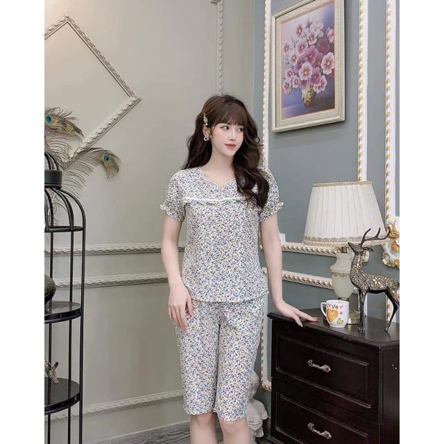 Quần áo mặc nhà cổ sen phối xinh