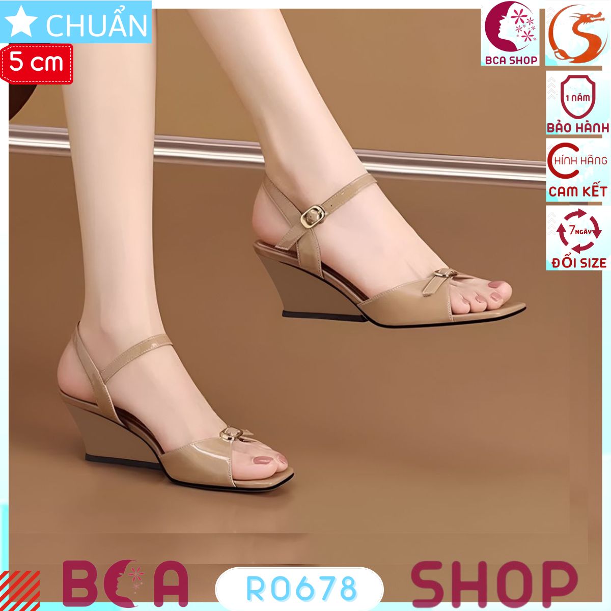 Sandal nữ đế xuồng cao 5 phân RO678 ROSATA tại BCASHOP kiểu dáng thanh lịch, tinh tế và tôn chân, tăng tự tin khi bước