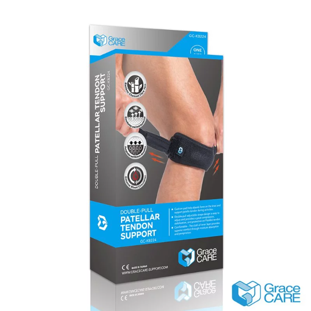 Đai hỗ trợ đầu gối dưới, xương bánh chè Grace Care KB224, thành phần có sợi than tre cao cấp