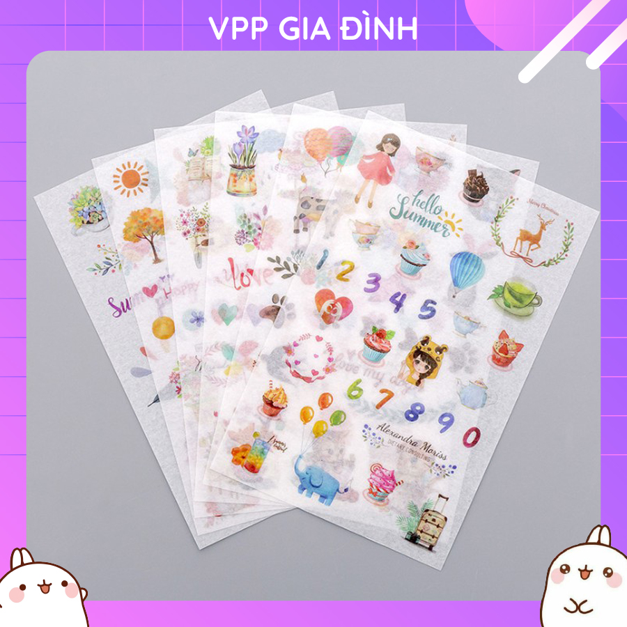 Bộ 6 Tấm Nhãn Dán Sticker Giấy Trang Trí Hello Summer 1-9