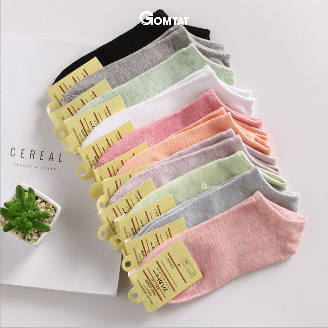 [COMBO 10 ĐÔI] Tất Nữ Cổ Ngắn chuẩn xuất Nhật, Vớ Nữ Cotton Co Giãn Cao Cấp, Mềm mịn, êm chân - CB024