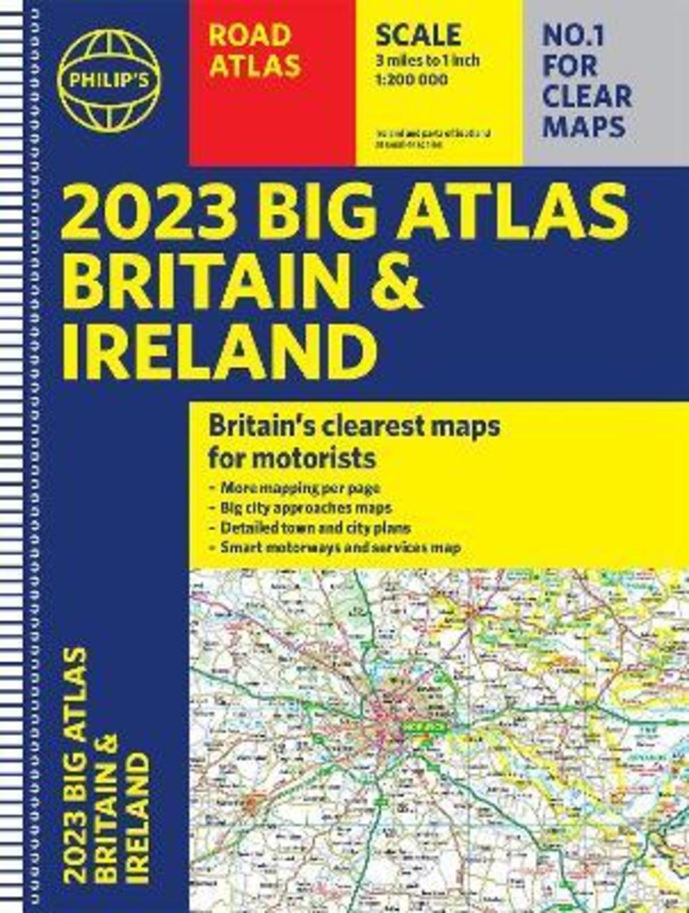 Sách - 2023 Philip's Big Road Atlas Britain and Ireland : (Spiral A3) by Philip&#x27;s Maps (UK edition, paperback)