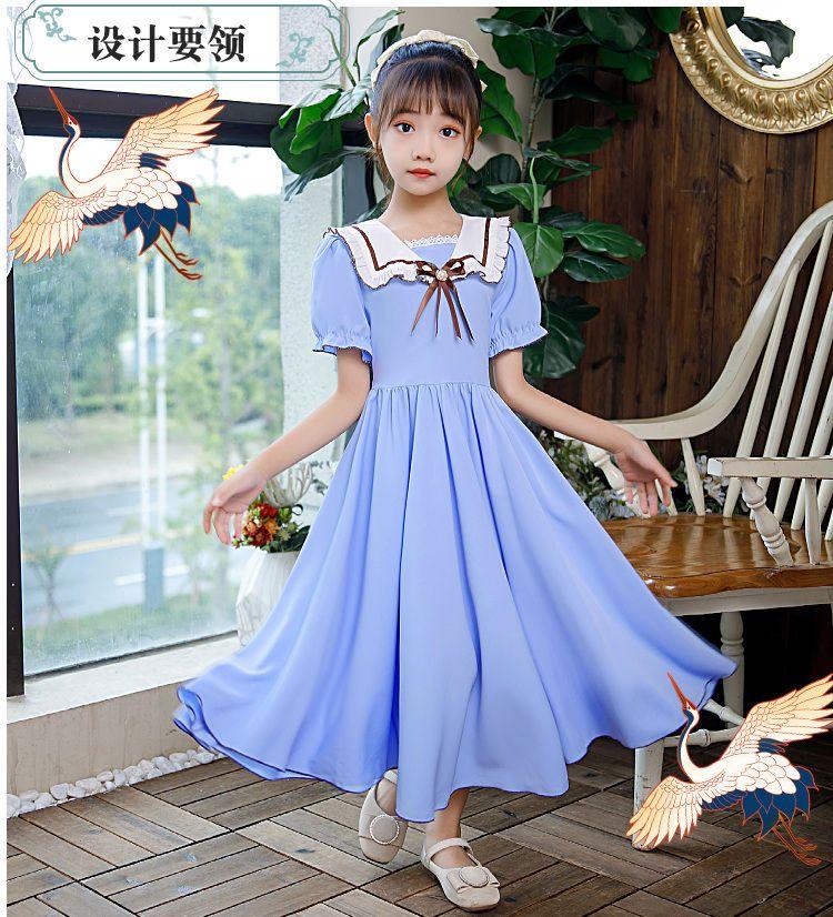 CHENGRUI Cô gái búp bê cổ Pháp ngọt ngào đầm Mid-boy siêu tiên khí chất thiếu nữ hải quân cổ váy đầm dài