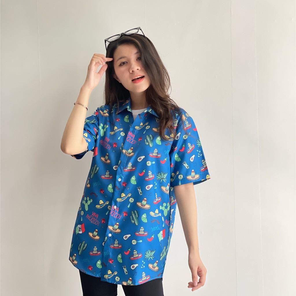 ÁO SƠ MI NỮ FORM RỘNG HOẠ TIẾT HOA LÁ CỰC ĐẸP , TƯƠI TẮN THỜI TRANG MỚI KINGSHOP79