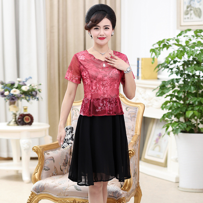 Đầm voan trung niên cao cấp - Váy công sở trung niên - Đầm trung niên dự tiệc - Váy cho mẹ tên dài chất voan, váy xòe 2 lớp tôn dáng phù hợp dự tiệc / đi làm / đi chơi