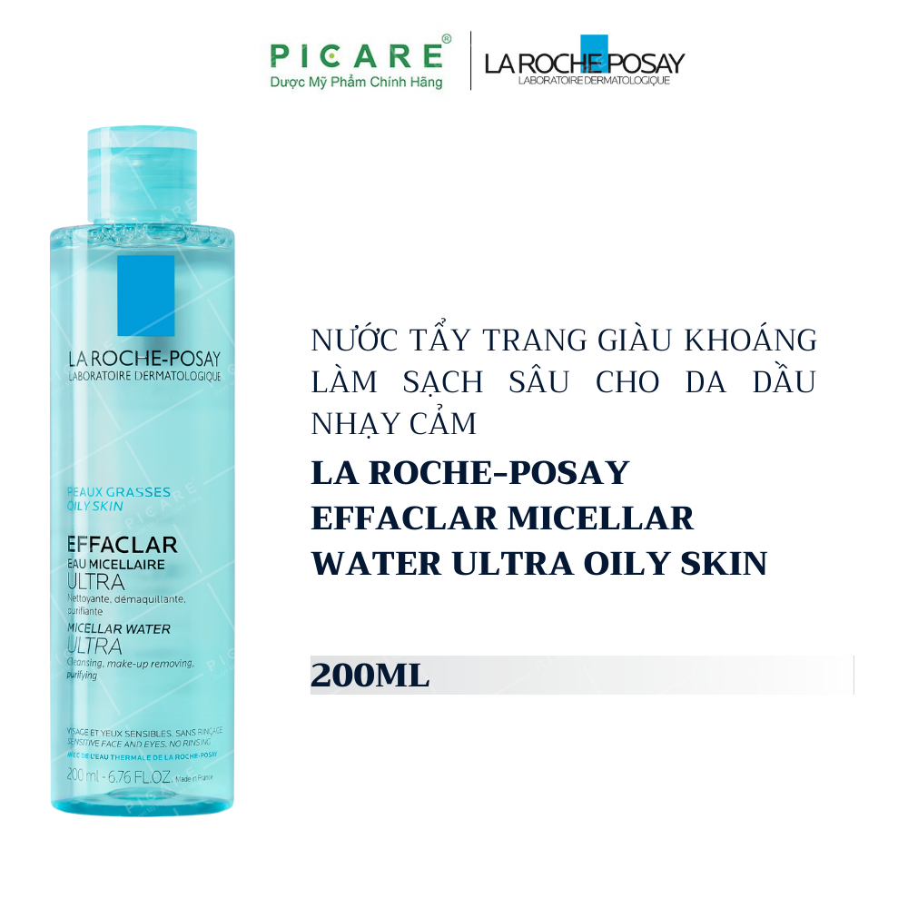 Nước tẩy trang làm sạch sâu dành cho da dầu nhạy cảm - La Roche-Posay Micellar Water Ultra Oily Skin 200ml