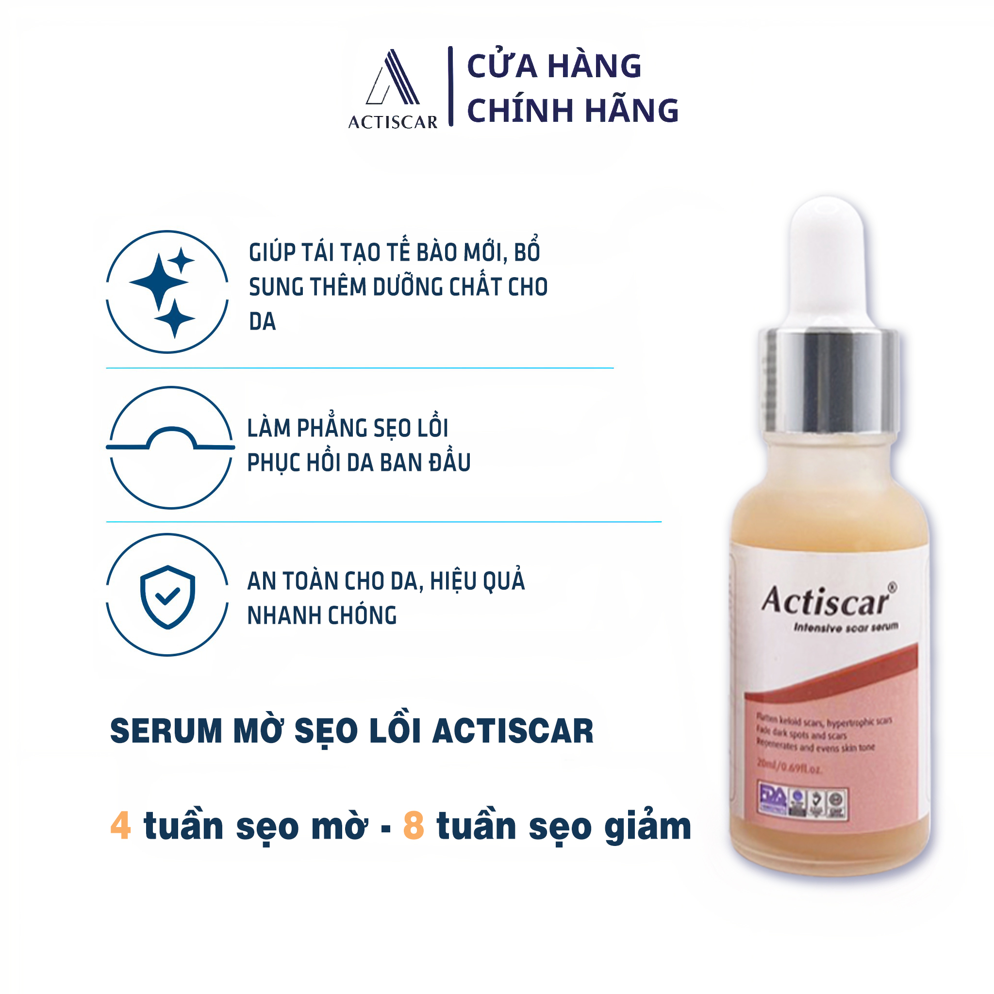 Serum Xóa Sẹo Lồi, Sẹo Phì Đại Actiscar 20ml ( Màu đỏ )