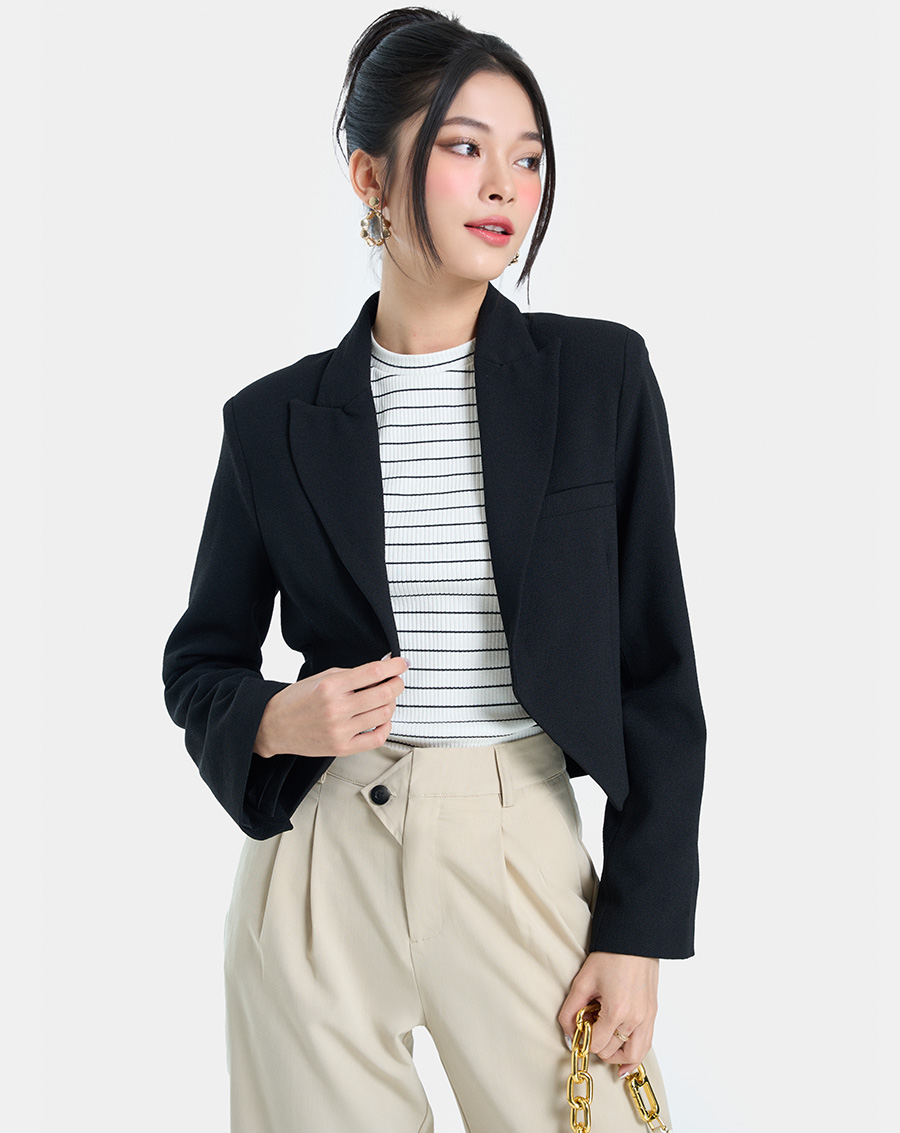 Áo Khoác Nữ Thời Trang JUNO Croptop Kiểu Blazer JNKHC014