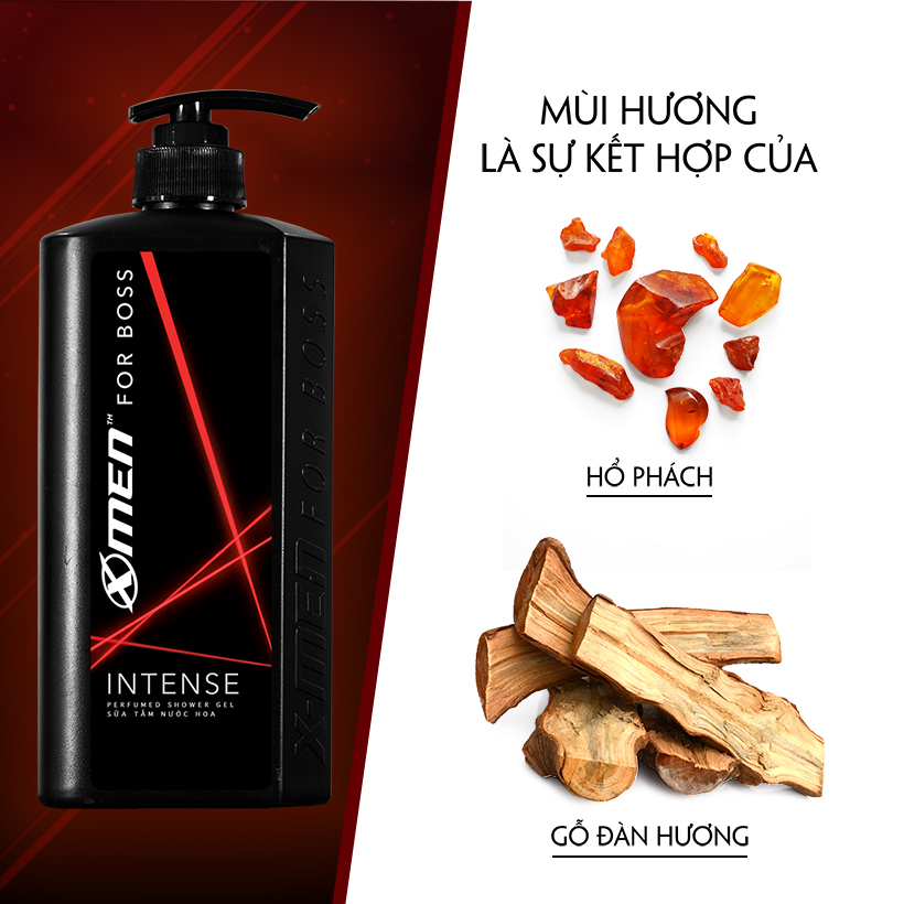 Sữa tắm nước hoa X-Men For Boss Intense - Mùi hương trầm đầy nội lực 650g