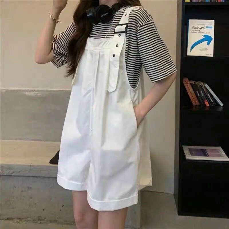 Yếm Quần KaKi 4 Màu Xếp Ly Short Ống Rộng Thời Trang Phong Cách Năng Động